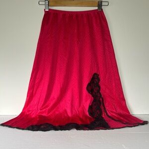 VTG Vanity Fair 60’s 70’s Polka Dot Red Half Slip Skirt Lace Size S Pin Up
